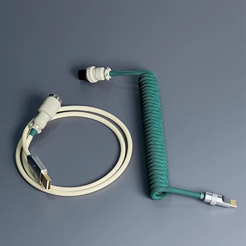 Hand woven mechanical keyboard cable DIY color aviation plug custom data cable TypeC spiral wire