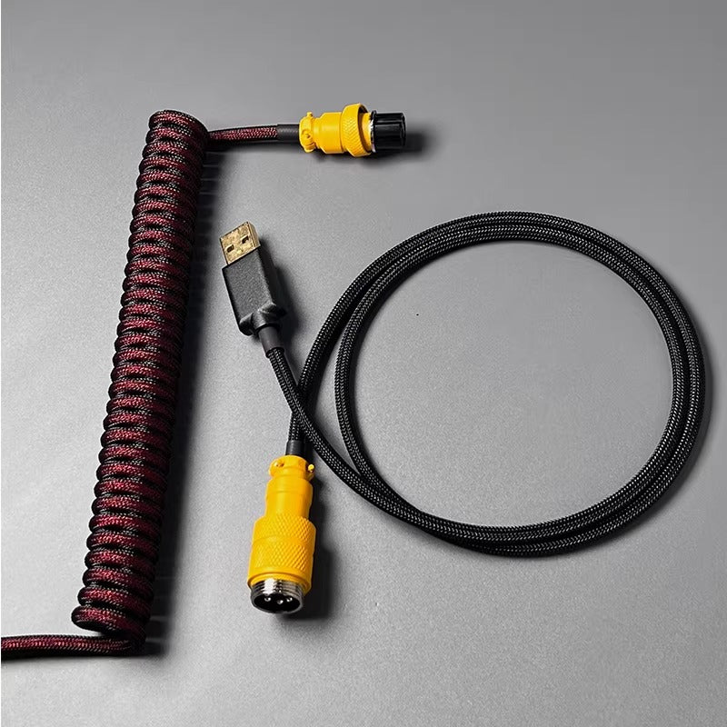 Hand woven mechanical keyboard cable DIY color aviation plug custom data cable TypeC spiral wire
