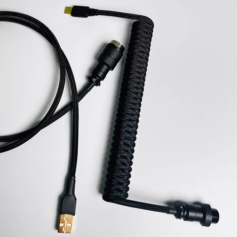 Hand woven mechanical keyboard cable DIY color aviation plug custom data cable TypeC spiral wire