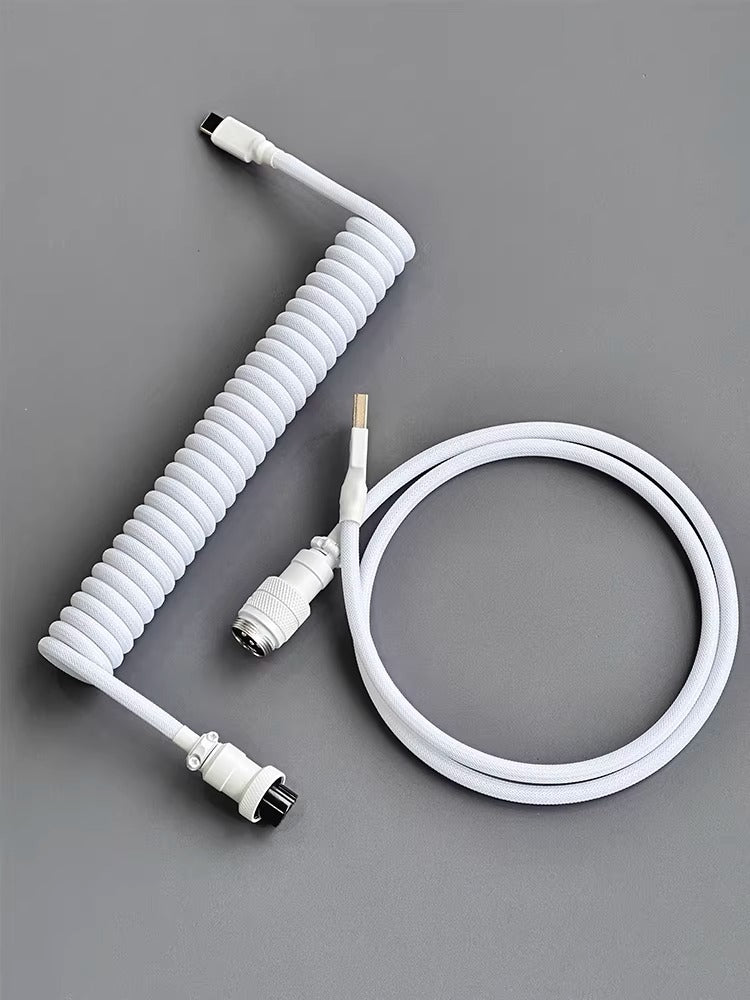 Hand woven mechanical keyboard cable DIY color aviation plug custom data cable TypeC spiral wire