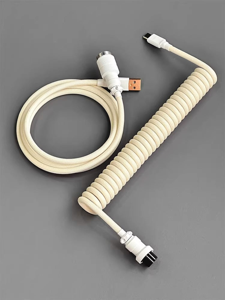 Hand woven mechanical keyboard cable DIY color aviation plug custom data cable TypeC spiral wire