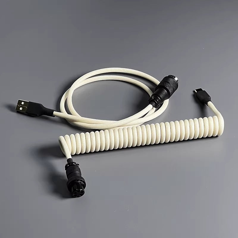 Hand woven mechanical keyboard cable DIY color aviation plug custom data cable TypeC spiral wire