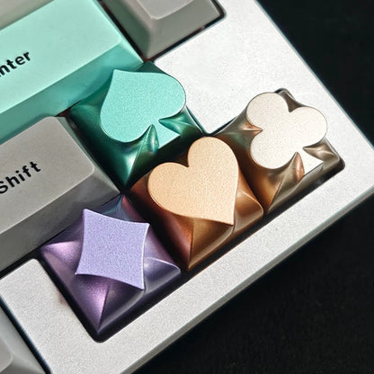 Metal playing cards, suit keycaps, mechanical keyboard, personalized metal, three-dimensional personalized decoration, keycap direction