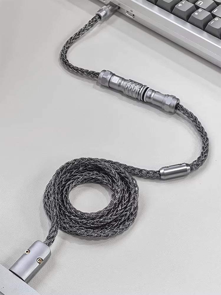 Customized handmade mechanical keyboard data cable, single crystal copper aviation plug cable, eight strand braided keyboard cable