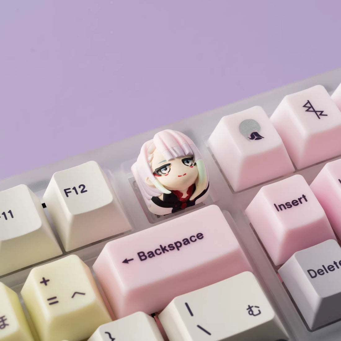 Cyberpunk, Lucyna Kushinada, 1U multi-color resin molded personalized keycaps, anime, gaming, cultural and creative decorative keycaps