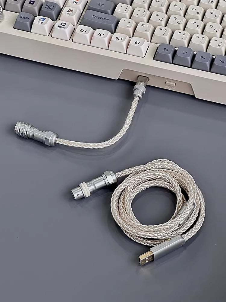 Customized handmade mechanical keyboard data cable, single crystal copper aviation plug cable, eight strand braided keyboard cable
