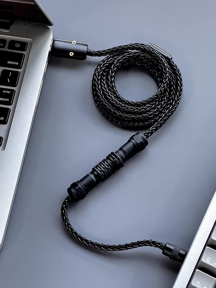 Customized handmade mechanical keyboard data cable, single crystal copper aviation plug cable, eight strand braided keyboard cable
