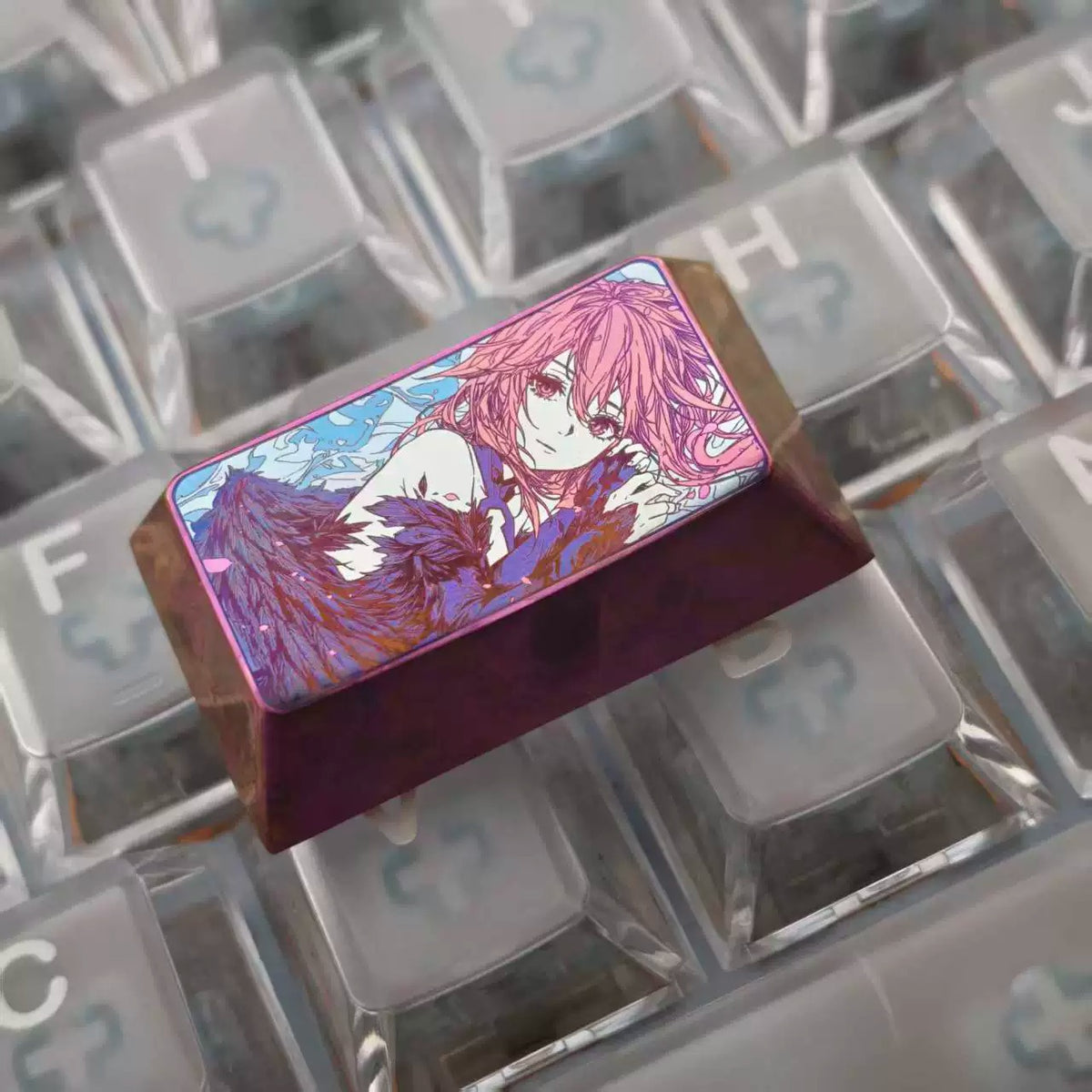 Guilty Crown，Yuzuriha Inori 1.75 U titanium alloy personalized keycaps, mechanical keyboard decorative keycaps, anime and game cultural creative keycaps