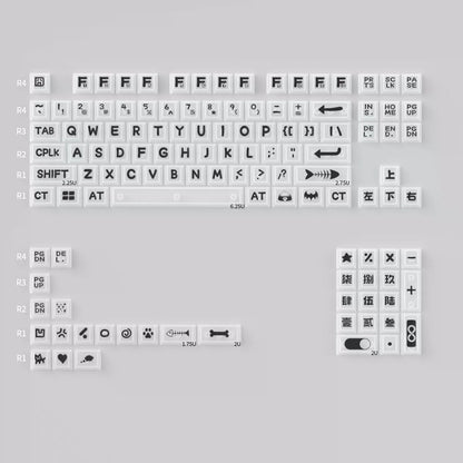 Animal Party Keycap Set, PC Mist Transparent Material Personalized Keycap Set, Creative Decorative Keycap Set, Compatible with 61/64/68/75/84/87/104 Mechanical Keyboard Replacement Keycap