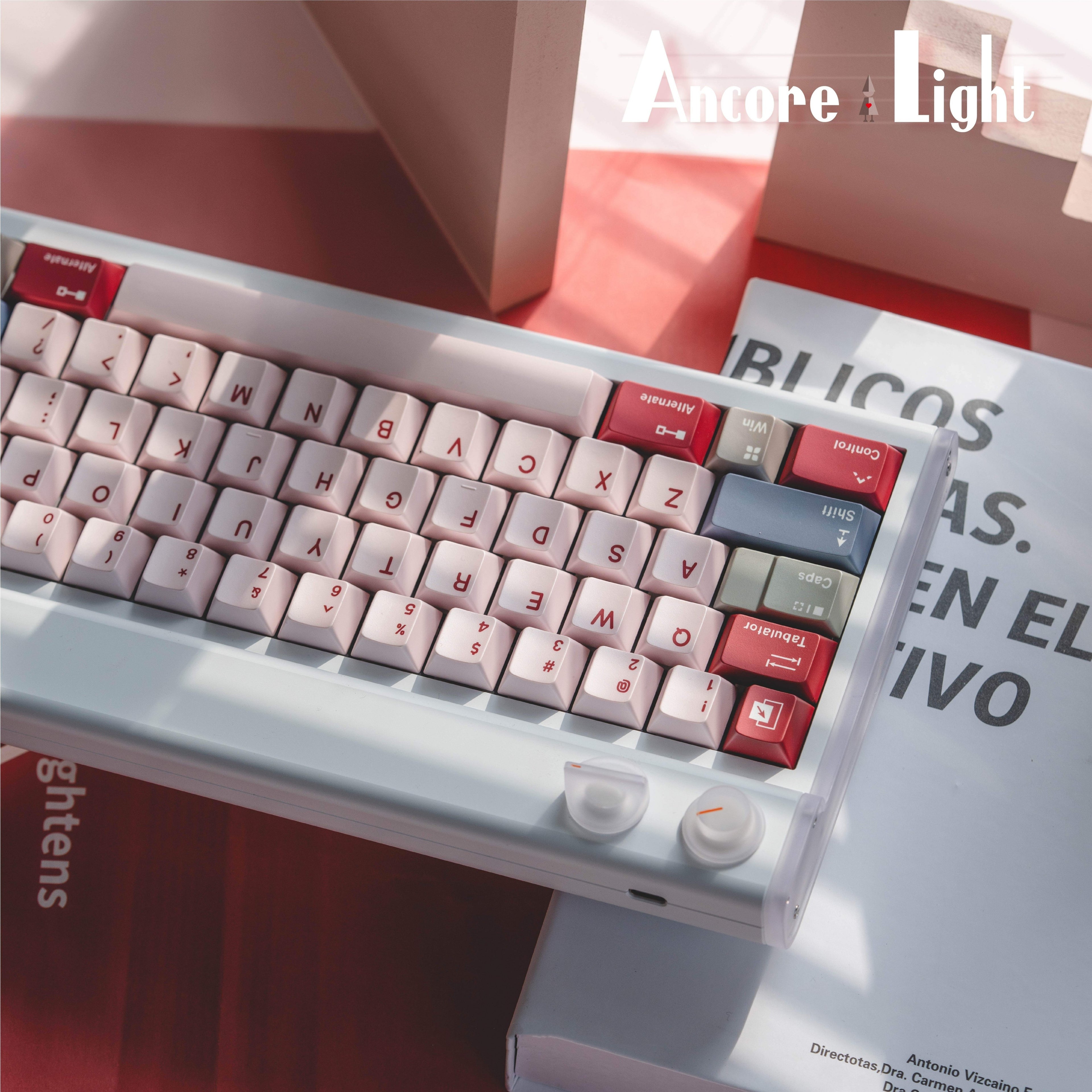 Monument Valley, ANCORE LIGHT themed personalized keycap set, soft gloss metallic pink factory high sublimation process keycaps, fully supplemented