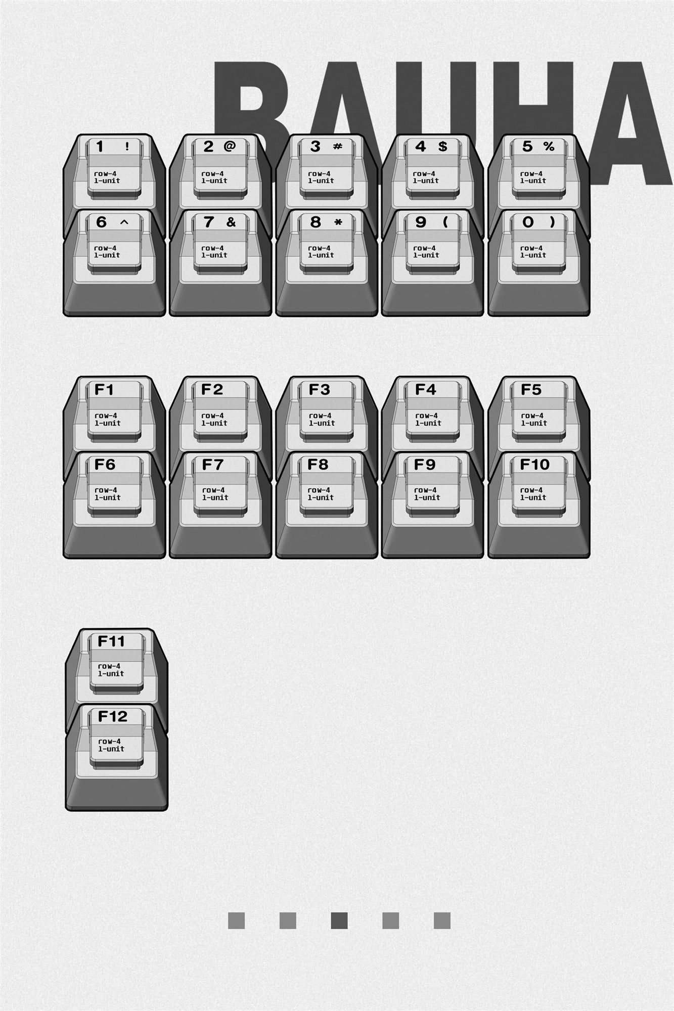 Bauhaus， Sandwich structure metal CNC aluminum alloy+electrostatic powder coating, metal design, mechanical keyboard decoration, personalized keycaps