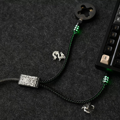 Handmade customized dragon theme one to two aviation plug data cable V2 one out two keyboard cable magnetic switch keyboard cable 8K keyboard custom data cable