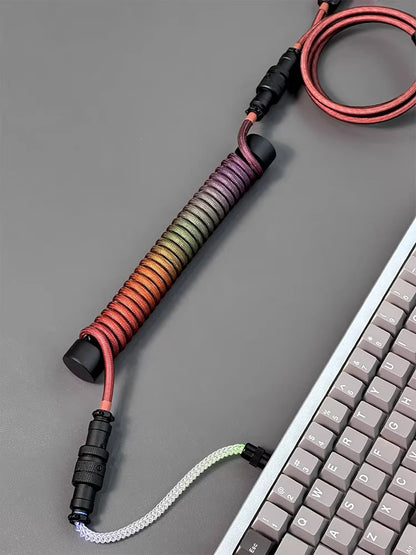 Customized illuminated keyboard cable, three segment aviation plug, data cable, USB-TYPEC keyboard cable