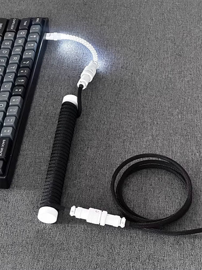 Customized illuminated keyboard cable, three segment aviation plug, data cable, USB-TYPEC keyboard cable