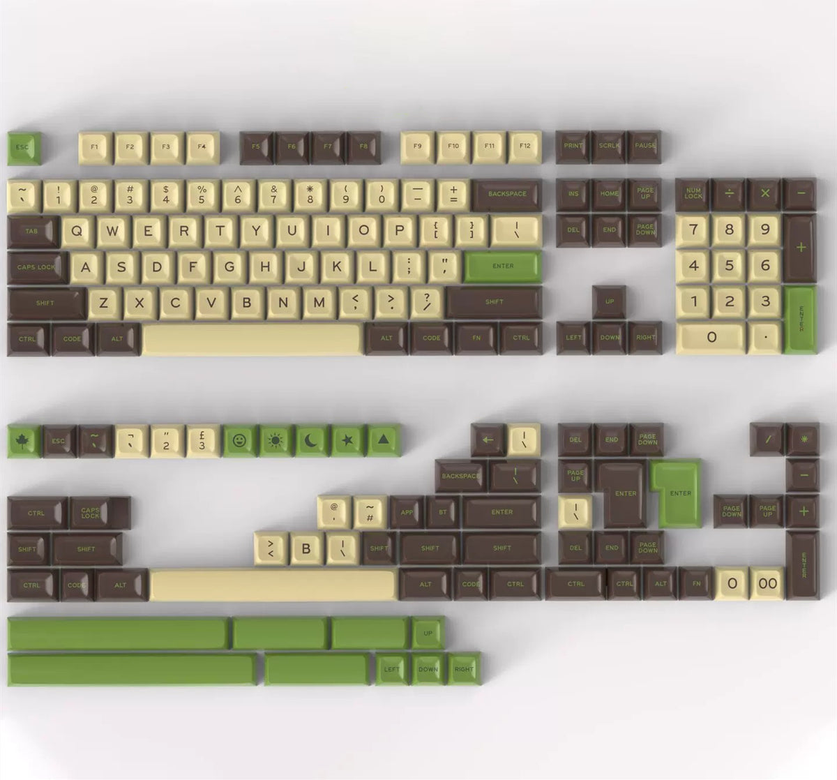 Star Wars, Yoda themed color scheme, ABS two-color injection molding material personalized keycaps, mechanical keyboard replacement keycap set, Daily creative keycap matching, compatible with 61/64/68/75/84/87/104 Key Mechanical Keyboard Keycap Set