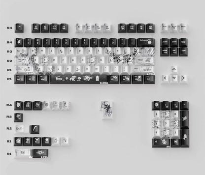 Dark Night Thorn Metal Paint Mechanical Keyboard Keycaps PBT Original Factory Height, PBT material personalized keycaps, mechanical keyboard replacement keycap set, Compatible with 61/64/68/75/84/87/104 Key Mechanical Keyboard Keycap Set