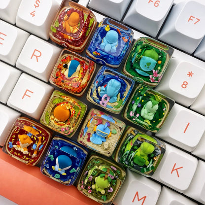 The first generation of childhood Pok é mon, crystal resin personalized keycaps, anime and game culture creative mechanical keyboard decorative keycaps