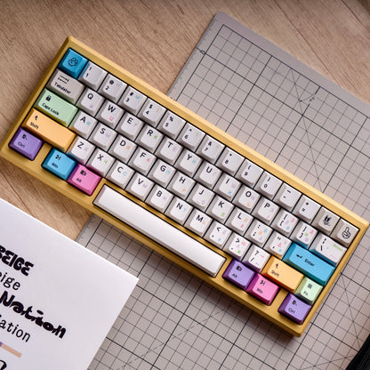 Rubber hose animation style themed keycap set, mechanical keycap PBT material material personalized keycap set, Retro animated films, compatible with 61/64/68/75/84/87/104 mechanical keyboard replacement keycap