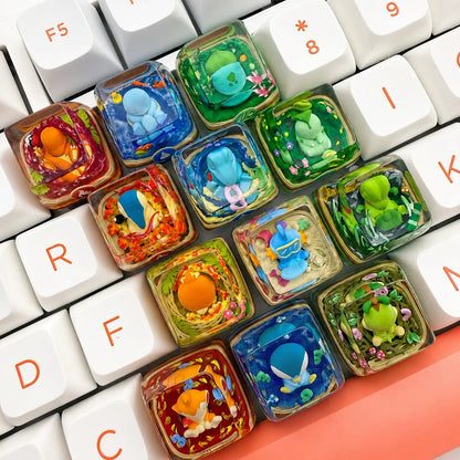 The first generation of childhood Pok é mon, crystal resin personalized keycaps, anime and game culture creative mechanical keyboard decorative keycaps