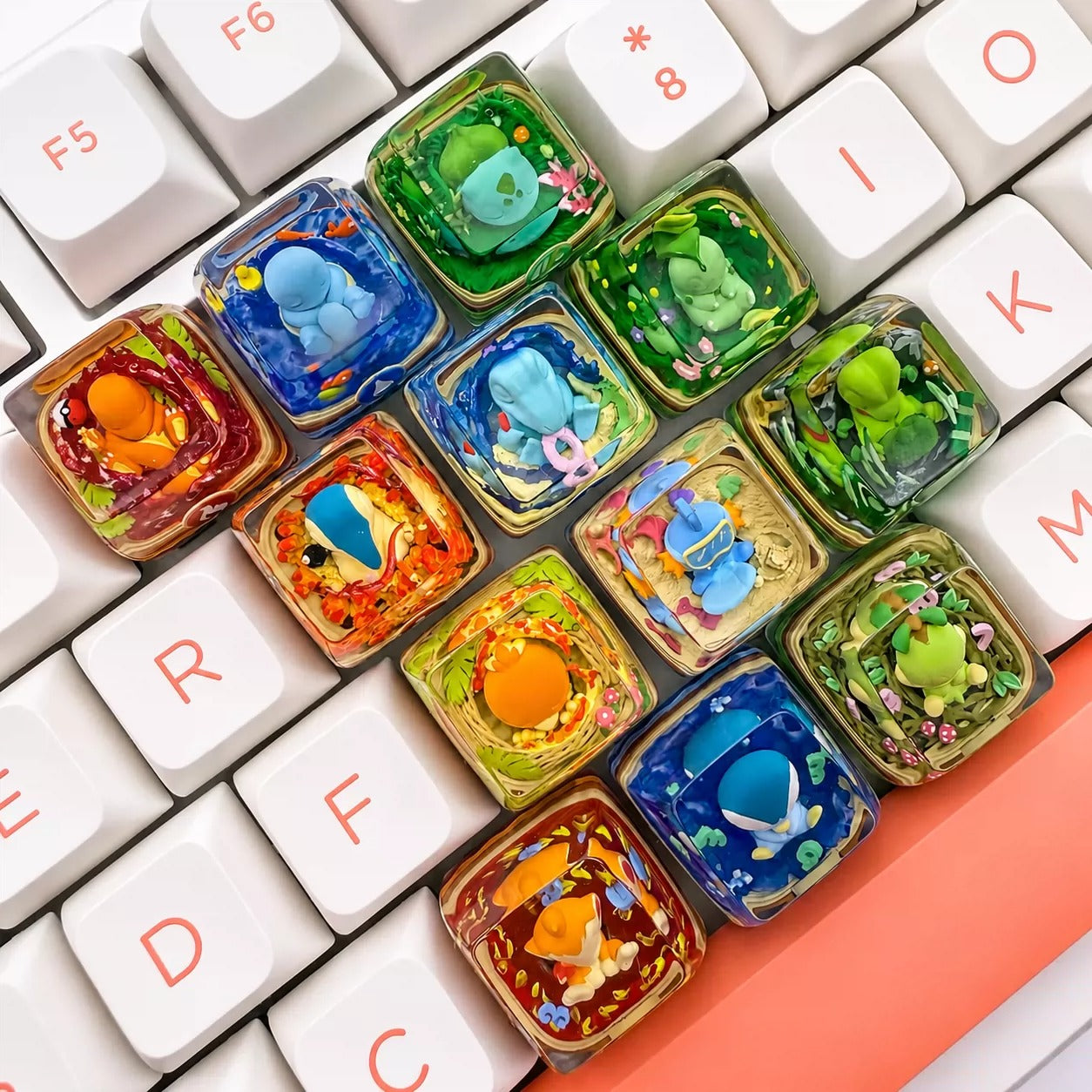 The first generation of childhood Pok é mon, crystal resin personalized keycaps, anime and game culture creative mechanical keyboard decorative keycaps
