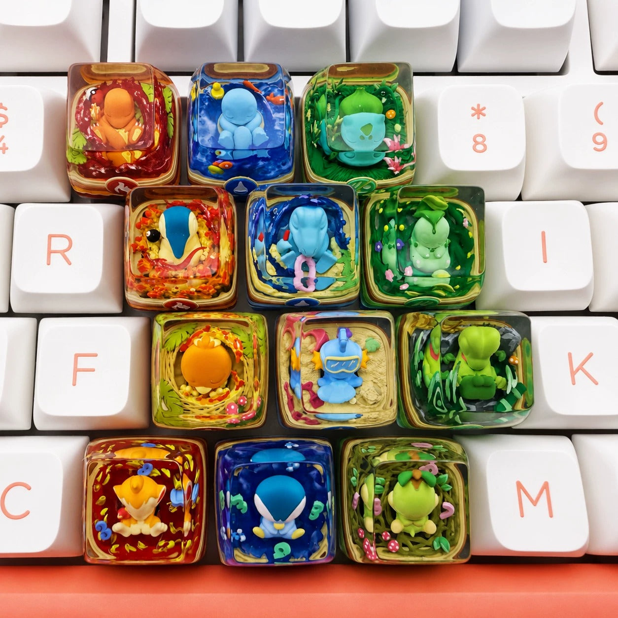 The first generation of childhood Pok é mon, crystal resin personalized keycaps, anime and game culture creative mechanical keyboard decorative keycaps