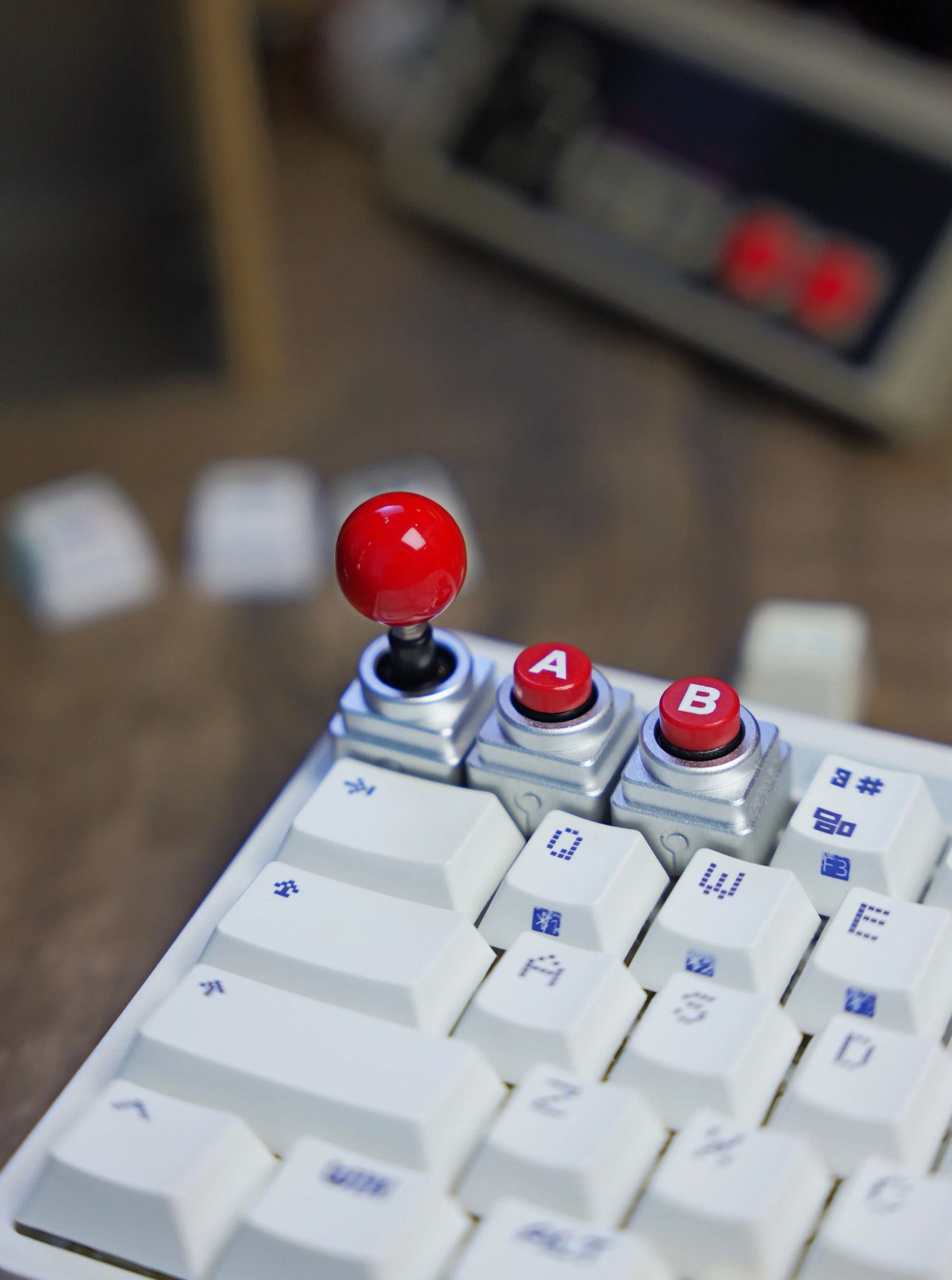 Arcade game shaped keycap set, lucky joystick+double happiness button, personalized metal keycaps, mechanical keyboard game cultural and creative peripheral, decorative keycaps