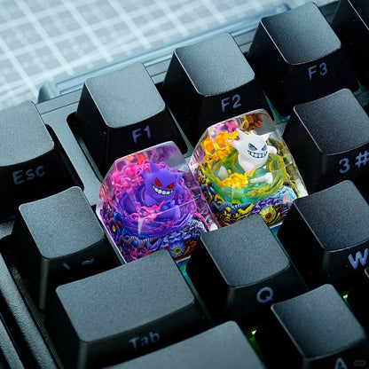 Pok é mon, Gengar coating and sealing design, Crystal Resin Personalized Keycaps, Anime Game Culture Creative Resin Keycaps, Mechanical Keyboard Art Decorative Keycaps
