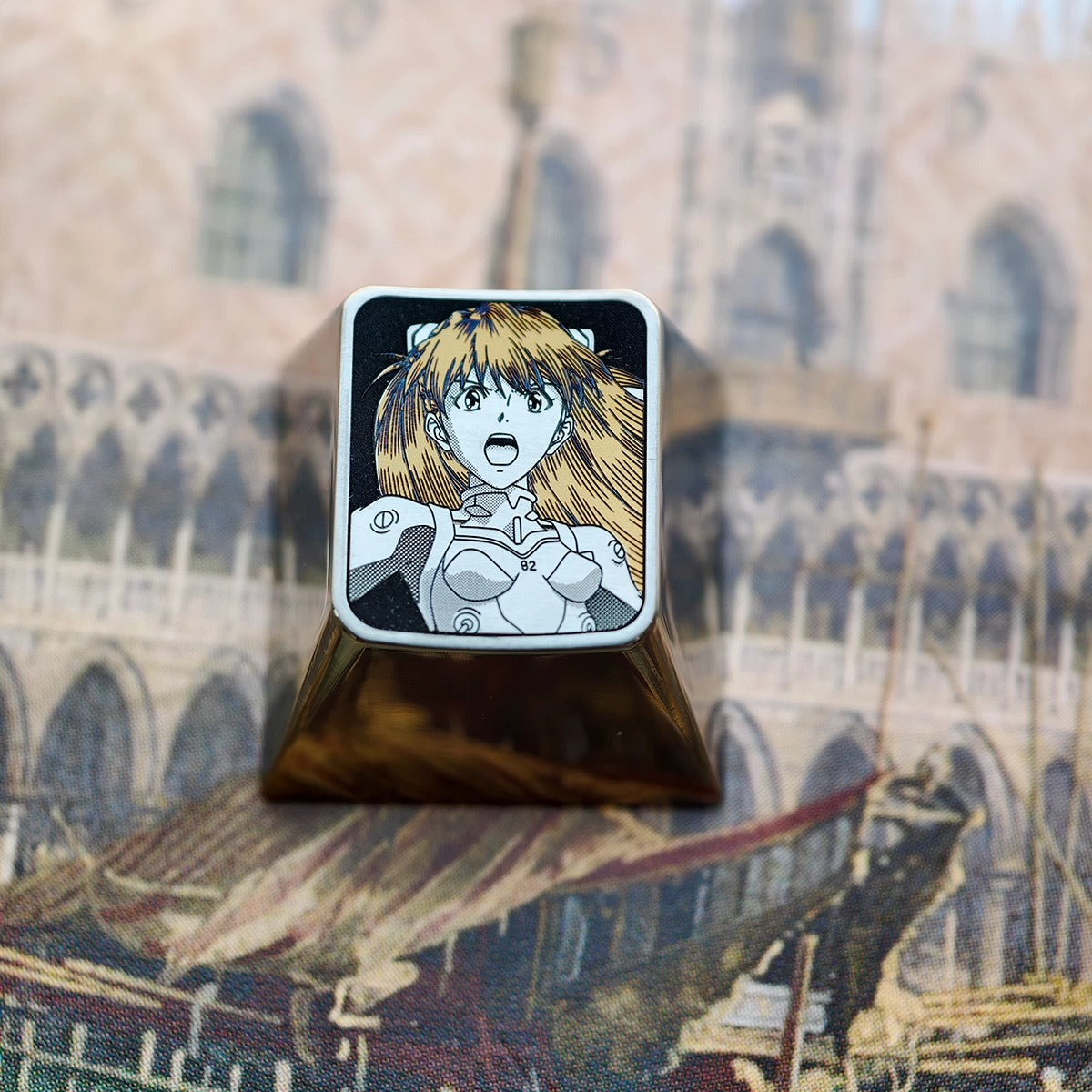 EVA series, Asuka, Ayanami Rei, 1U titanium alloy colorful craft personalized keycaps, anime and game creative keycaps, mechanical keyboard decorative keycaps
