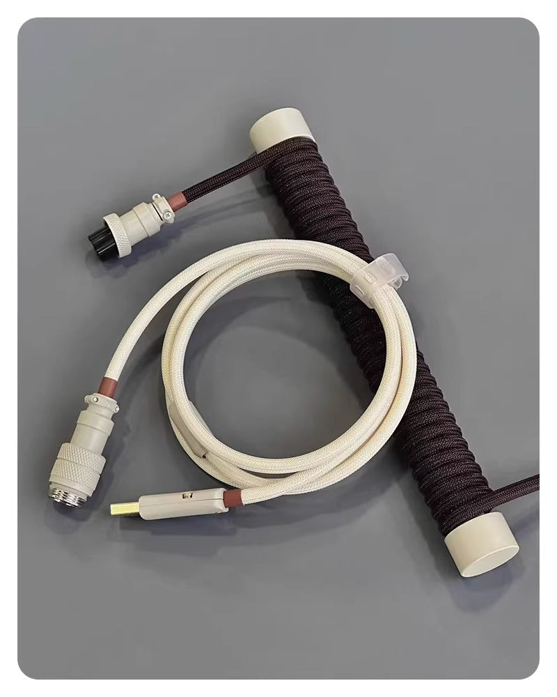 Tiramisu color matching handmade custom keyboard 1.5M aviation plug spiral data cable
