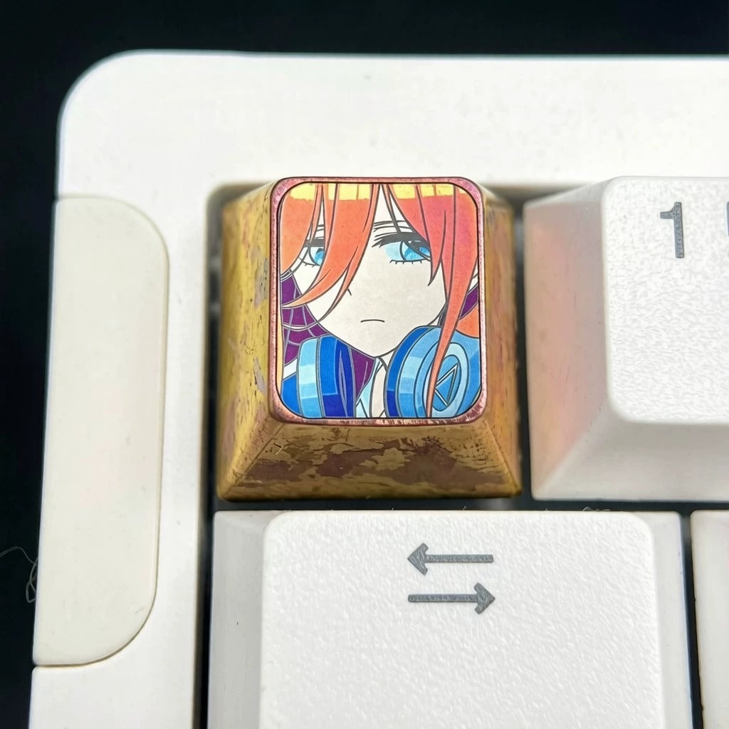The Quintessential Quintuplets，Nakano Miku，1 U titanium alloy personalized keycaps, anime and game cultural creative keycaps, mechanical keyboard decorative keycaps