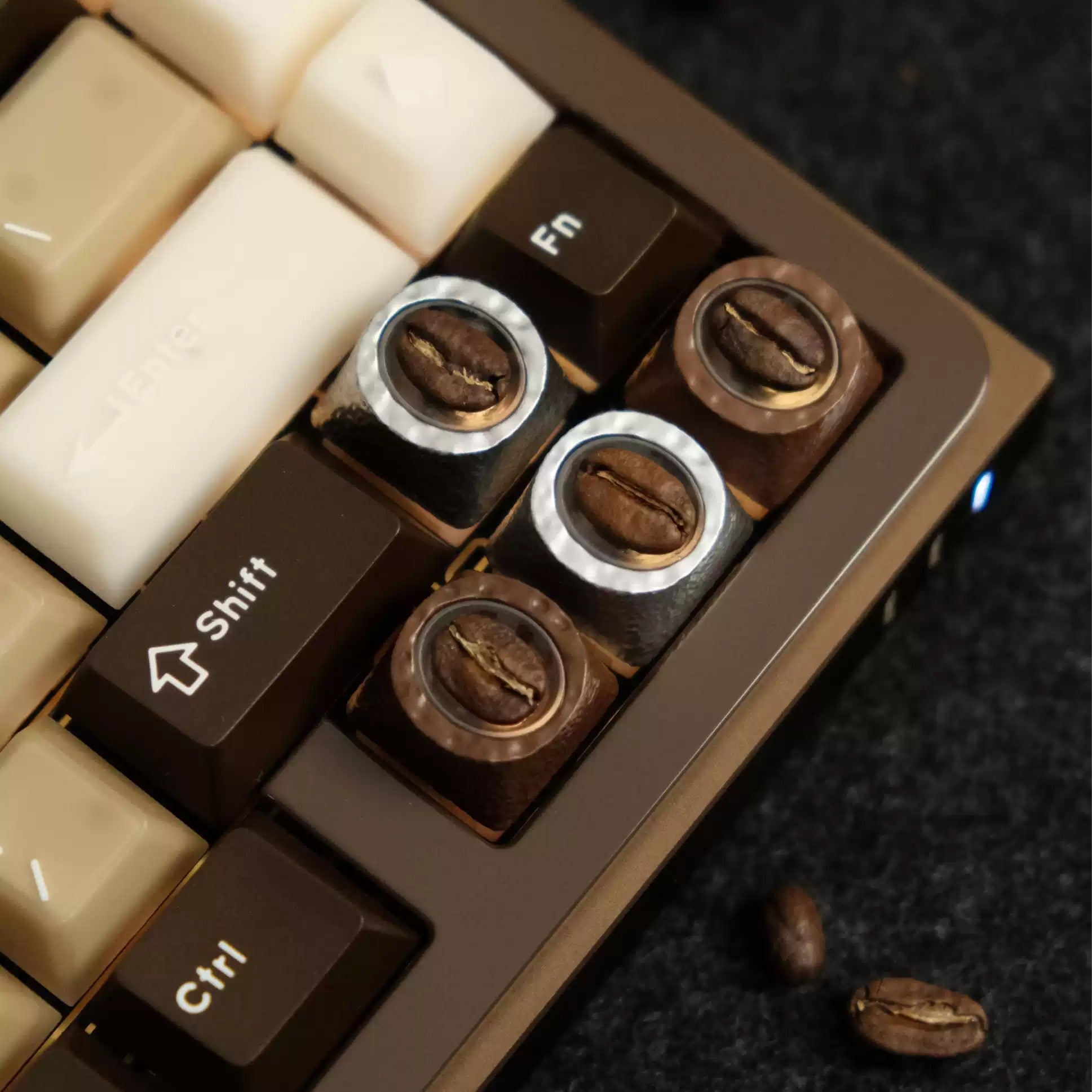 Resin coffee beans, coated with transparent resin coffee beans, creative and personalized keycaps, mechanical keyboard decorative art keycaps