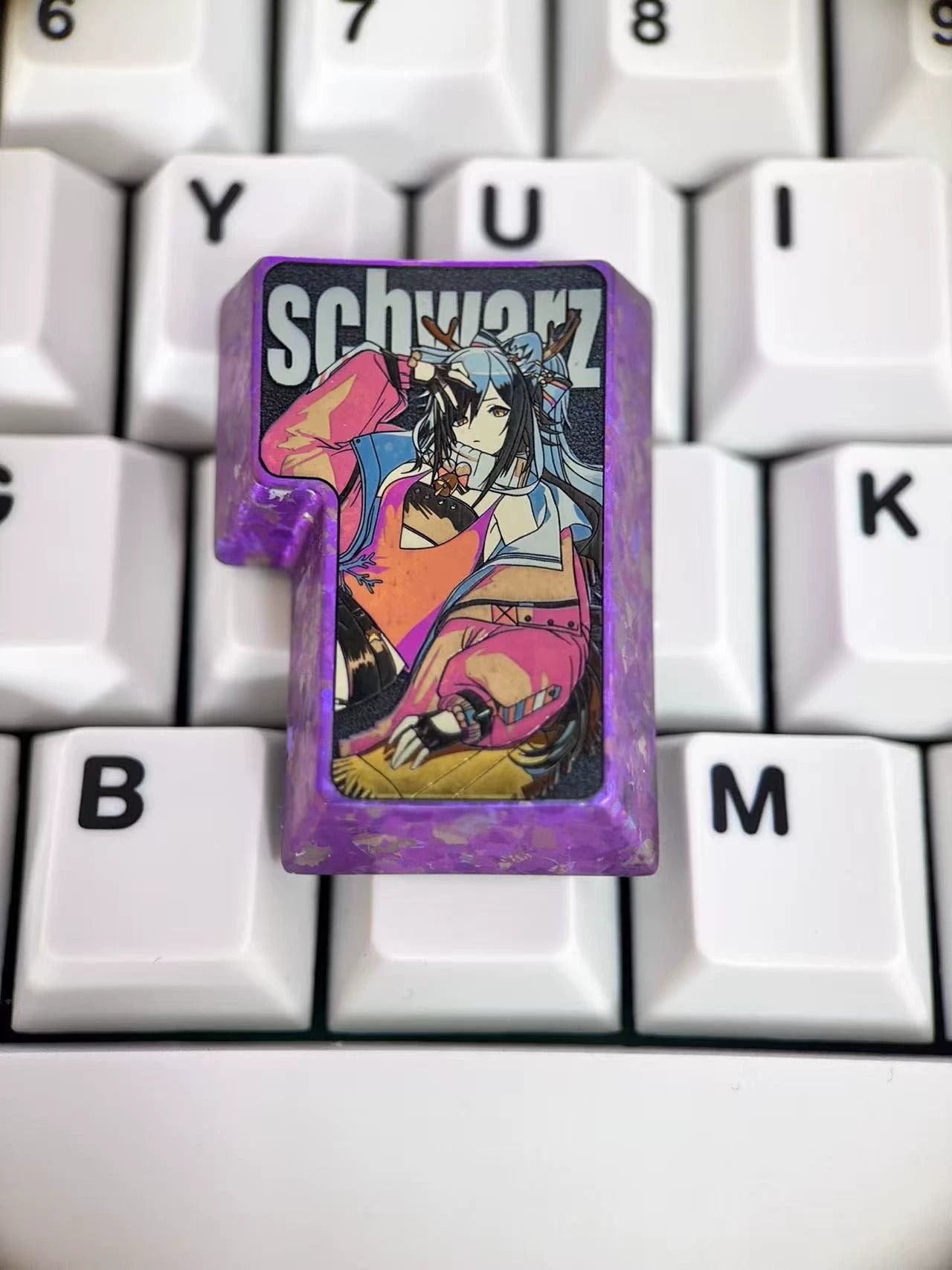 Arknights, Schwarz themed 7ISO Enter key titanium alloy personalized keycaps, mechanical keyboard decorative keycaps, anime and game cultural creative keycaps