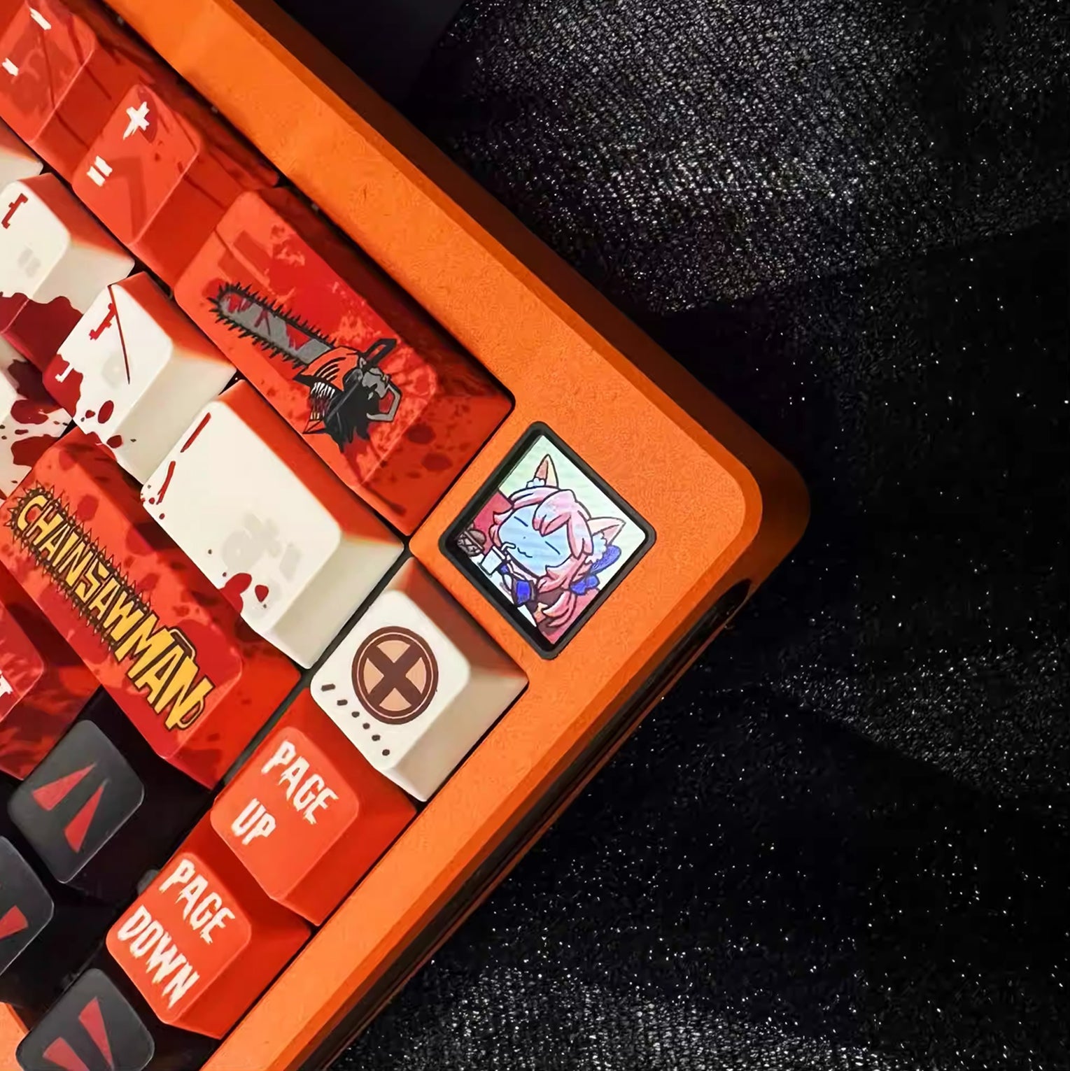 Chainsaw Man theme design, PBT material set keycap original factory height, mechanical keyboard personalized keycap set decorative keycap set, compatible with 61/64/68/75/84/87/104 mechanical keyboard keycap set