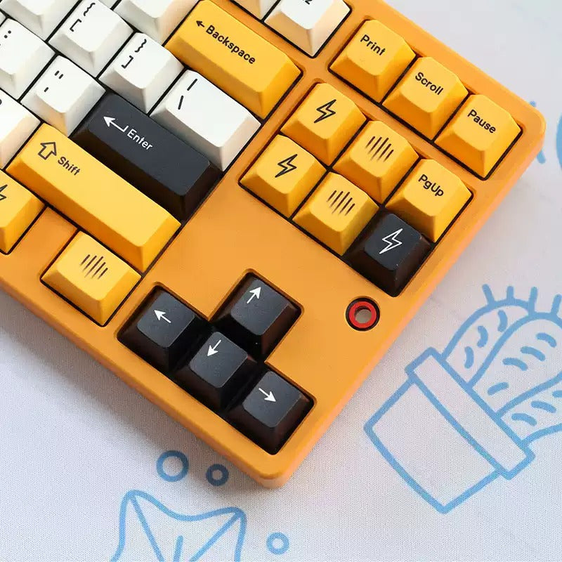 Theme Design of "Electricity" Keycap Set, Creative Keycap Cultural Art Keycap PBT Material Personalized Keycap Set, Compatible with 61/64/68/75/84/87/104 Key Mechanical Keyboard