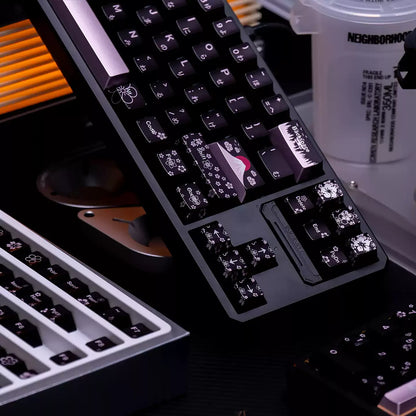 Spring and Jingming Black Theme Theme, Keycap Set PBT Metallic Texture personalized keycap set, , compatible with 61/64/68/75/84/87/104 mechanical keyboard