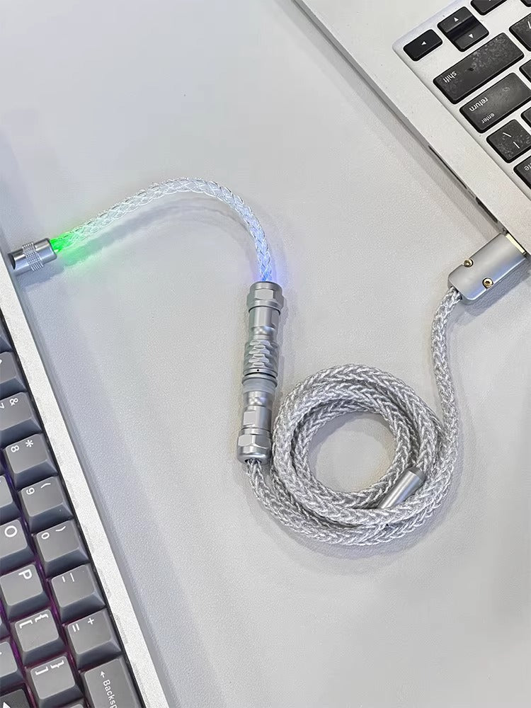 Customized handmade mechanical keyboard data cable, single crystal copper aviation plug cable, eight strand braided keyboard cable