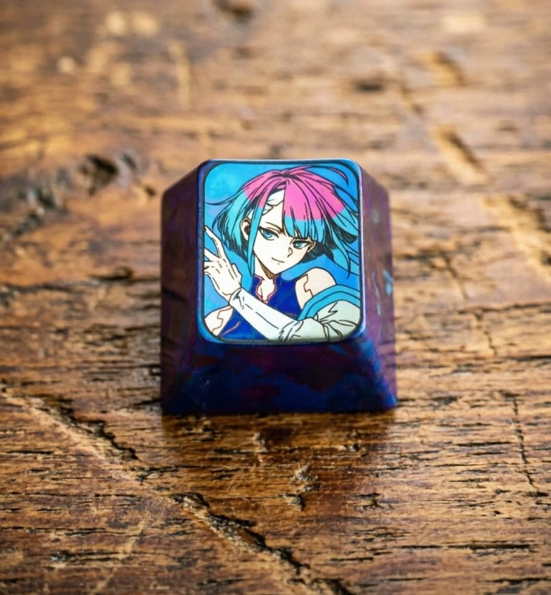 Cyberpunk，LUCY，1U titanium alloy personalized keycaps, anime and game culture creative art keycaps, mechanical keyboard decorative keycaps