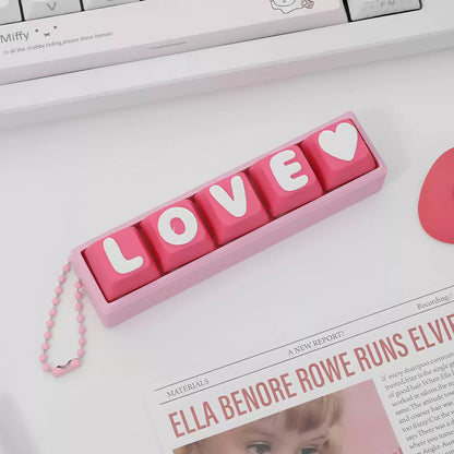 Cute letter combinations, love,switch tester, keycap keychain, cat themed keycap switch mechanical keyboard creative peripheral cultural products.