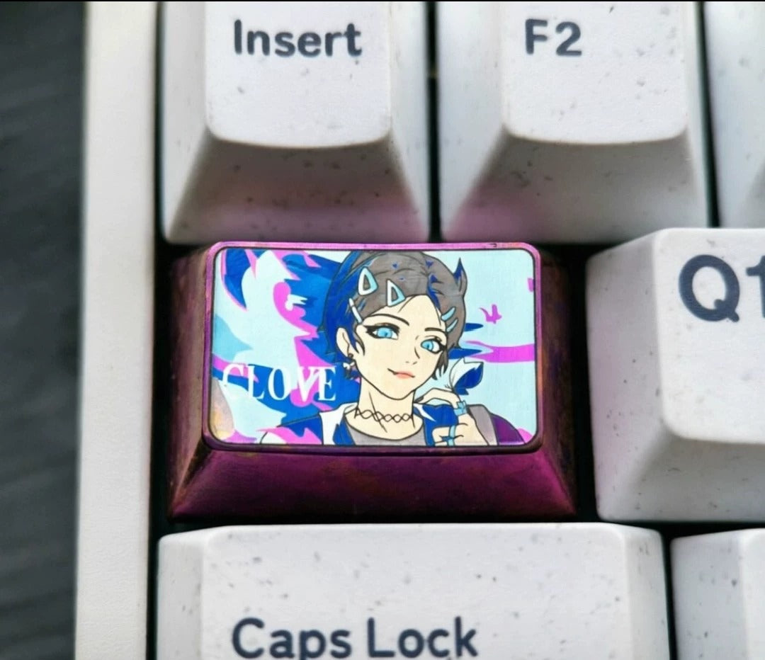 VALORANT，Clove‌，1.5 U titanium alloy personalized keycaps, mechanical keyboard metal decorative keycaps, anime and game culture peripheral keycaps