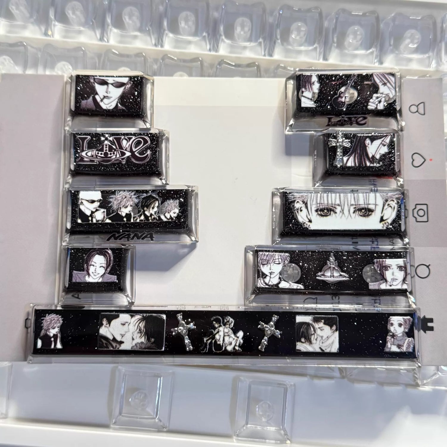 NANA Theme, Crystal Resin Personalized Keycap Set, Anime Rock Theme Design Art Keycaps, Mechanical Keyboard Decorative Keycaps