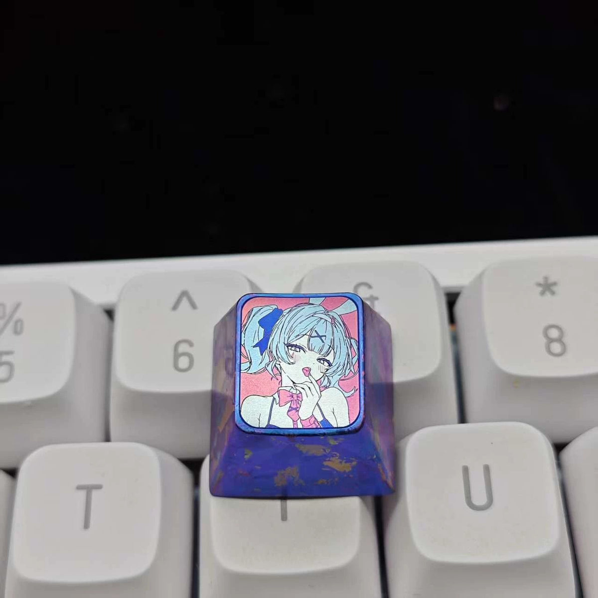 Rabbit Hole，Miku ACG Music Idol 1 U titanium alloy personalized keycaps, anime and game cultural creative keycaps, mechanical keyboard decorative keycaps