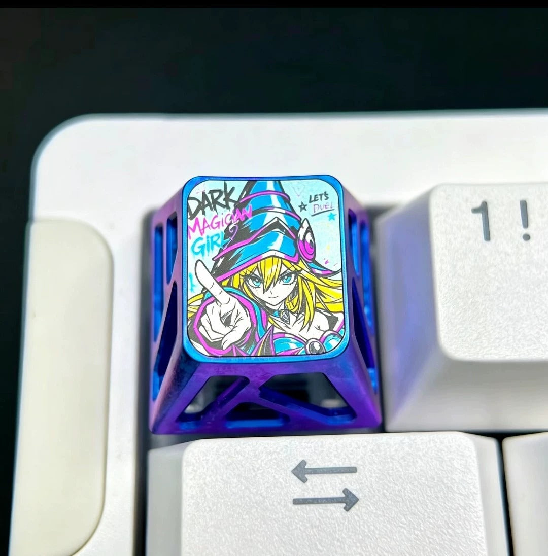 Yu-Gi-Oh! Black Magician Girl Hollow out Style 1 U titanium alloy personalized keycaps, anime and game cultural creative keycaps, mechanical keyboard decorative keycaps