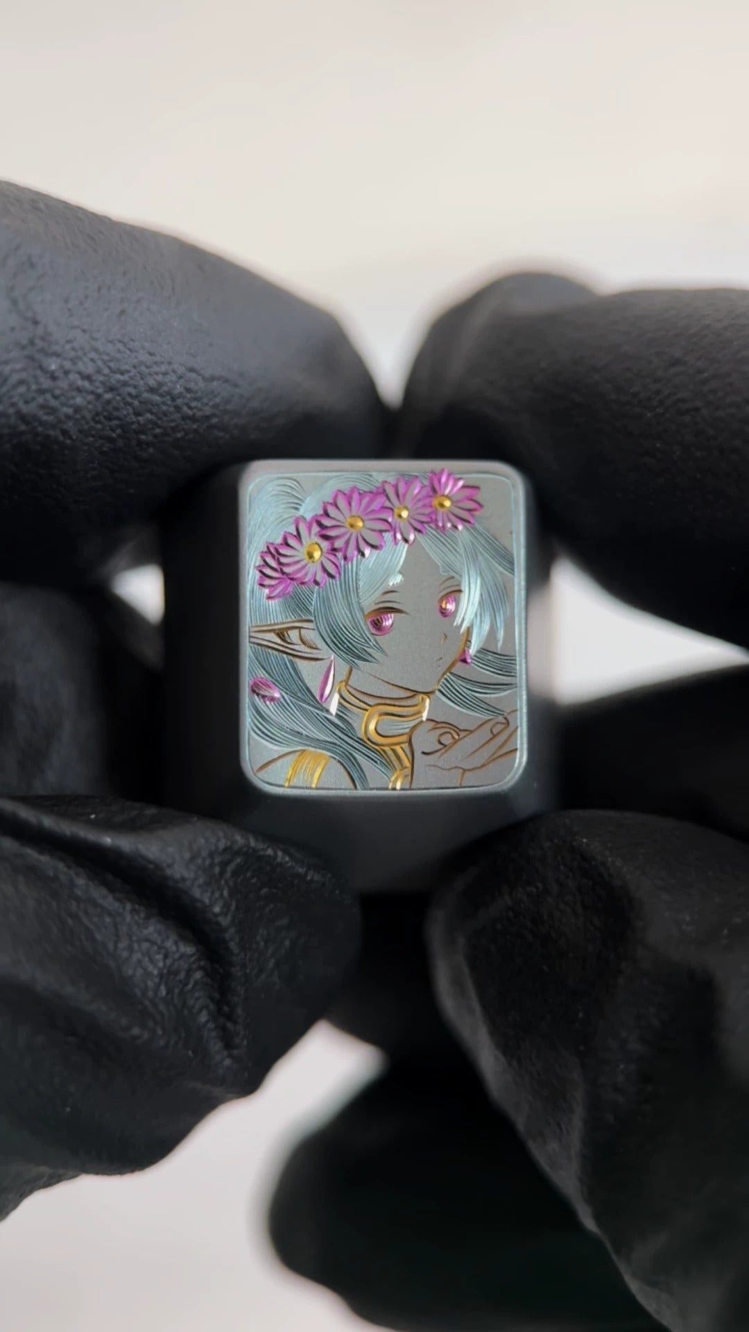 Hand carved titanium alloy series Hand carved titanium alloy anode coloring, anime and game culture creative metal hand carved keycaps collection