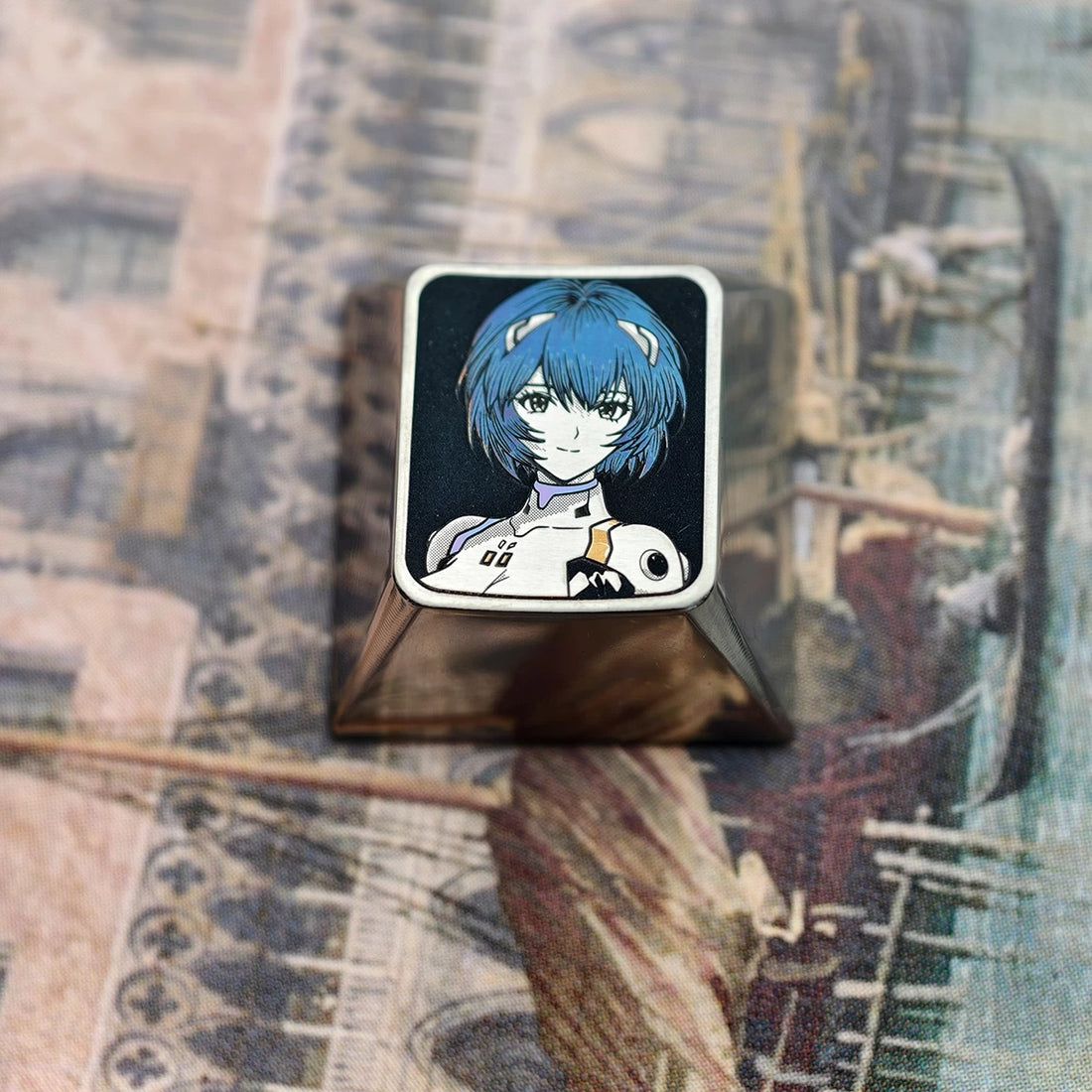 EVA series, Asuka, Ayanami Rei, 1U titanium alloy colorful craft personalized keycaps, anime and game creative keycaps, mechanical keyboard decorative keycaps