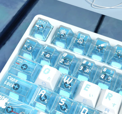 Serial Experiments: Lain theme, PBT material personalized keycap set,  anime and games cultural creative decoration keycap set, compatible with 61/64/68/75/84/87/104 mechanical keyboard