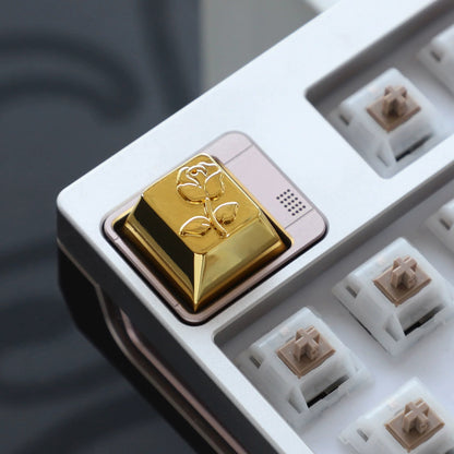 Metal Rose Keycaps, The Bridge of Madison County Metal Personalized Keycaps Original High Zinc Alloy Machine Metal Creative Decorative Keycaps
