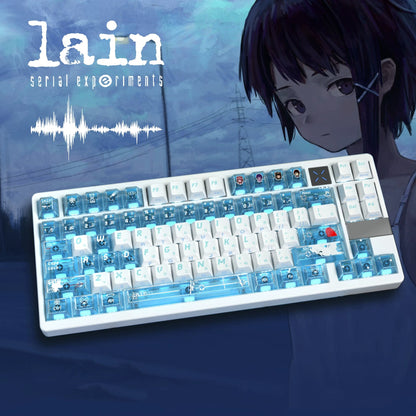 Serial Experiments: Lain theme, PBT material personalized keycap set,  anime and games cultural creative decoration keycap set, compatible with 61/64/68/75/84/87/104 mechanical keyboard