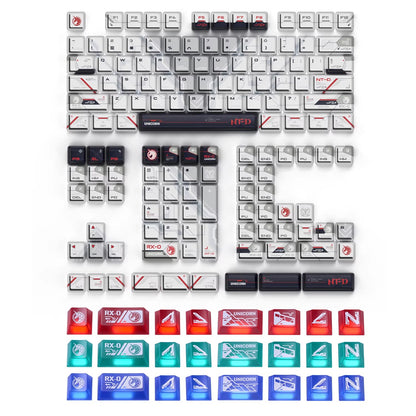 Gundam themed keycaps, RX-0，BANSHEE， 141 key+24 key PC, anime decoration keycap set