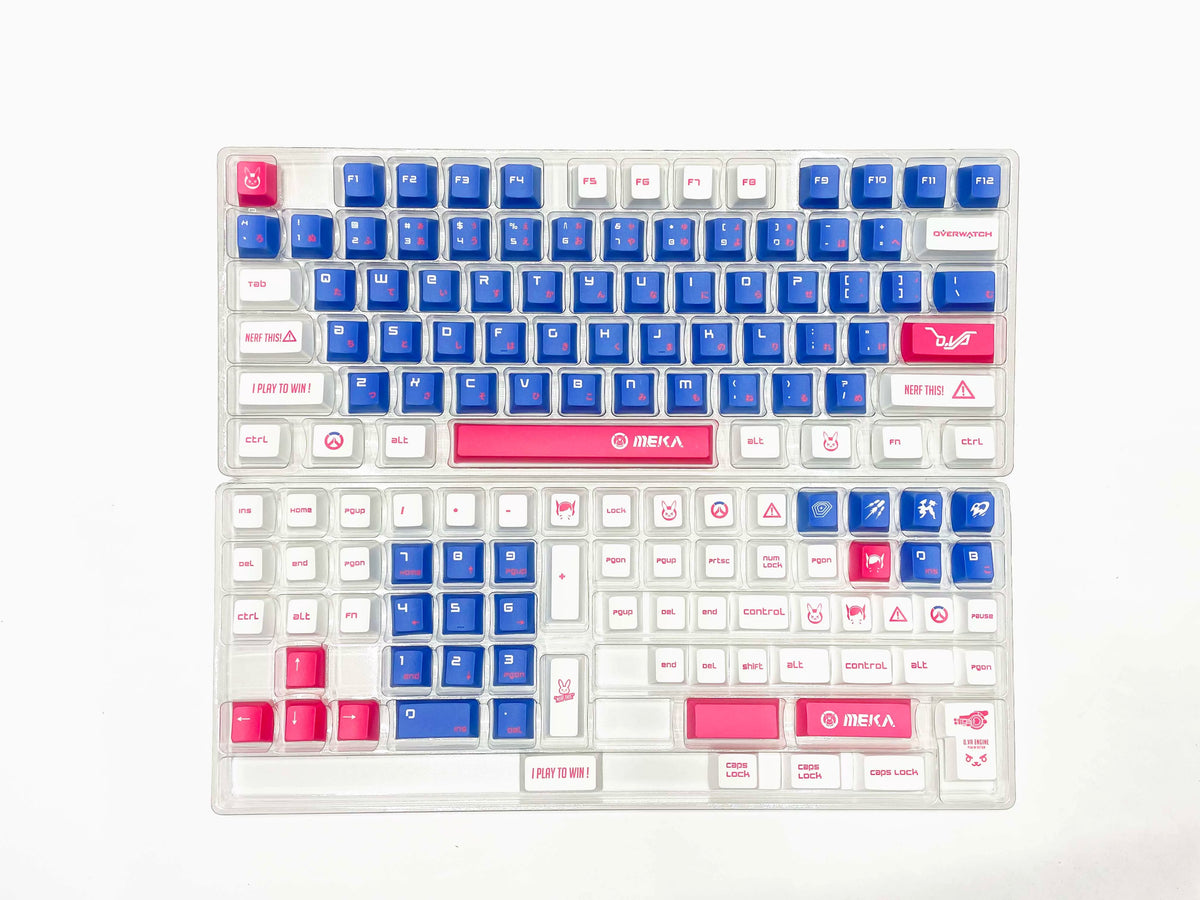Overwatch，DVA themed ， PBT material personalized key cap set, animation game culture creative decoration key cap set, compatible with 61/64/68/75/84/87/104 key mechanical keyboard