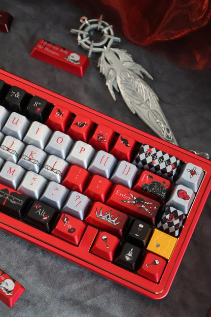Vampire Earl theme,Dracula， Metallic paint texture PBT material, horror monster movie legend original factory height mechanical keyboard decorative keycap set，anime keycap set suitable for 61/64/68/75/84/87/104 Key Mechanical Keyboard